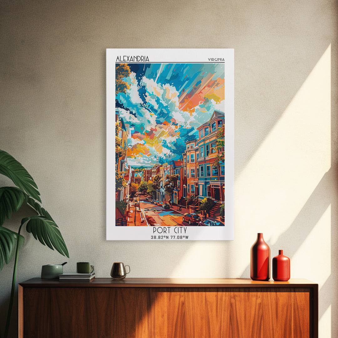 Alexandria Travel Poster, Framed Canvas Print, Vintage Travel Print, City Wall Art, Travel Wall Art, City Illustration, Poster Print