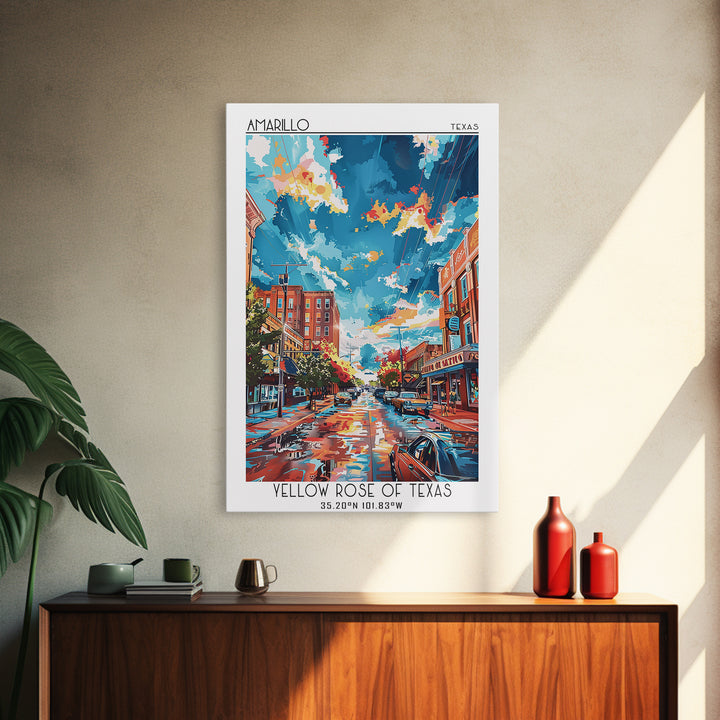 Amarillo Travel Poster, Canvas Print, City Travel Poster, Vintage City Poster, Vintage Travel Print, Travel Wall Art, City Art Print