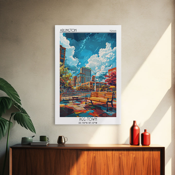 Arlington Travel Poster, Framed Canvas Print, Travel Prints, Landscape Art, Travel Wall Art, Watercolor Cityscape, Travel Wall Decor