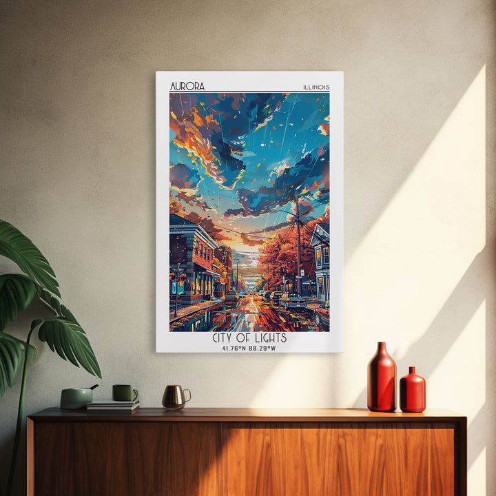 Aurora Illinois Travel Poster, Canvas Print, Travel Prints, Landscape Art, Vintage Travel Art, Vintage Posters, Vintage Travel Print