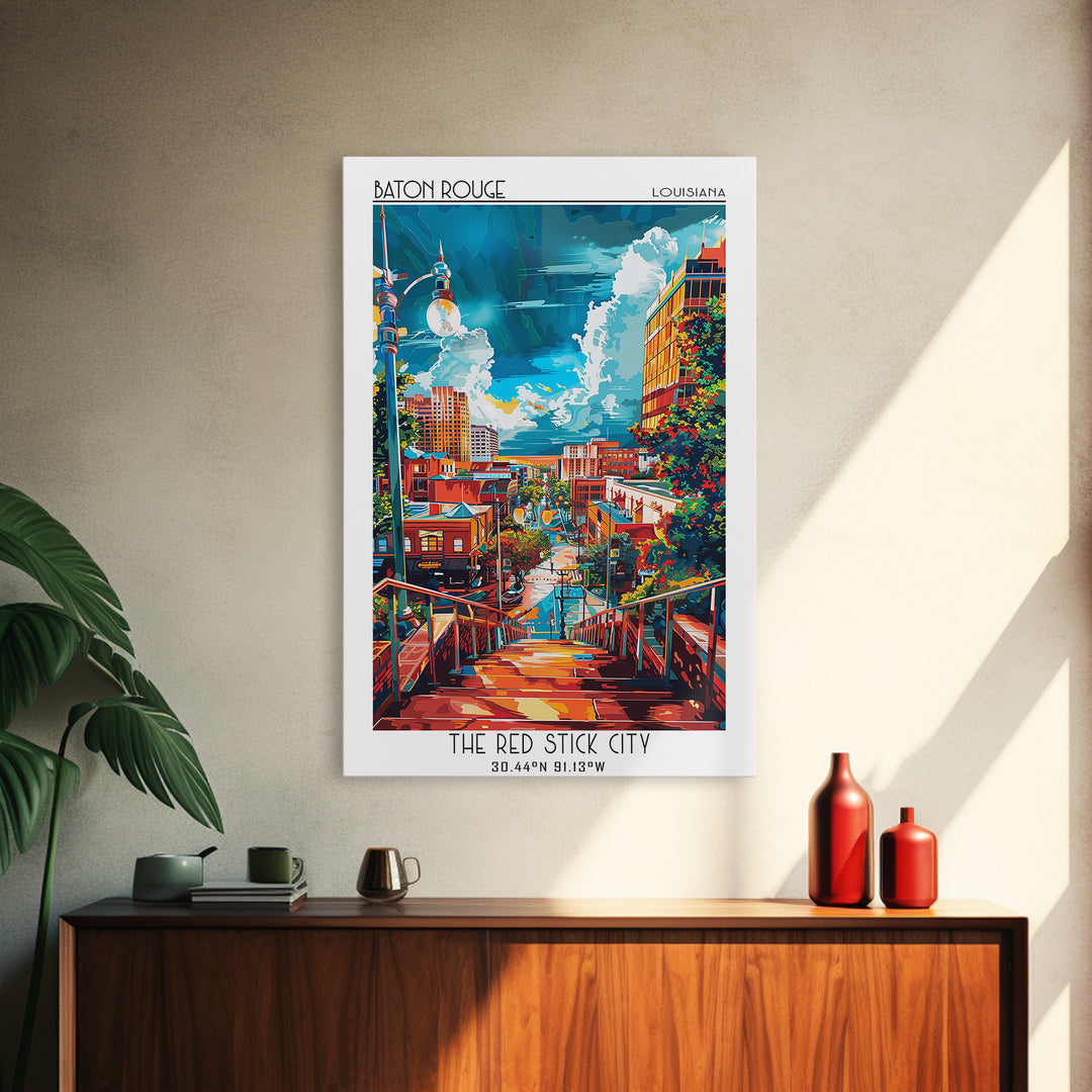 Baton Rouge Travel Poster, Canvas Print, Travel Wall Art, City Wall Art, Landscape Art, Vintage Travel Art, Poster Print, Poster Art