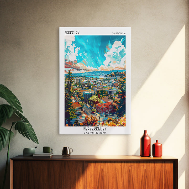 Berkeley Travel Poster, Framed Canvas Print, Vintage Travel Print, City Wall Art, Retro Wall Art, Vintage Travel Art, Vintage Poster