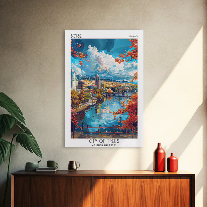 Boise Travel Poster, Canvas Print, City Travel Poster, Vintage City Poster, Vintage Travel Print, Retro Wall Art, Retro Travel Print