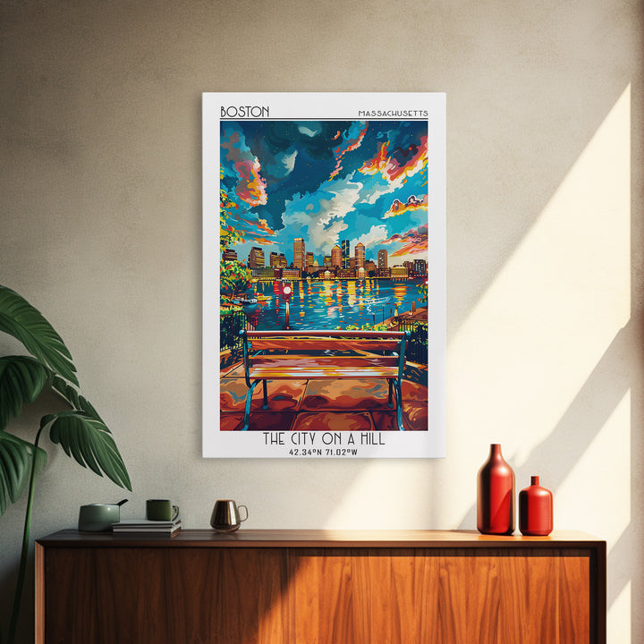 Boston Travel Poster, Canvas Print, Poster Print, Travel Wall Art, Minimalist Poster, Home Office Decor, Travel Print, City Wall Art