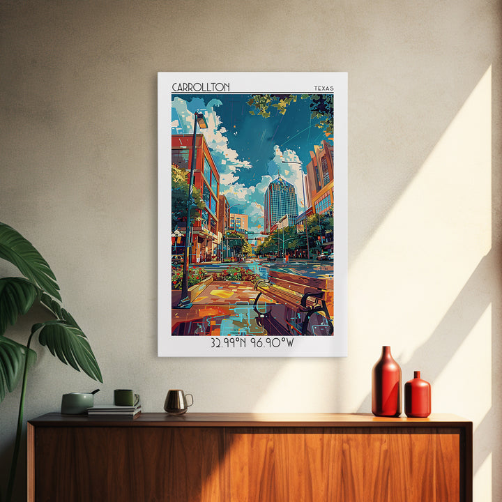 Carrollton Travel Poster, Framed Canvas Print, Retro Wall Art, Travel Print, City Art Print, Mid Century Wall Art, Home Office Decor