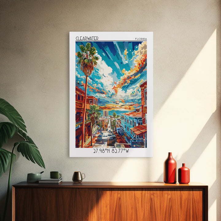 Clearwater Travel Poster, Framed Canvas Print, Poster Print, Travel Wall Art, Travel Posters, Travel Wall Decor, Retro Travel Poster