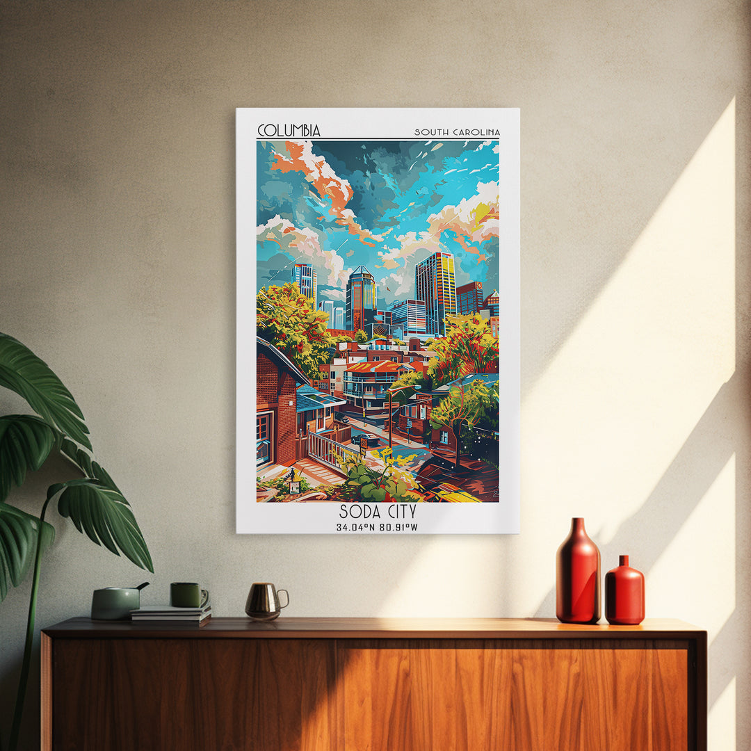 Columbia Travel Poster, Framed Canvas Print, City Travel Poster, Travel Wall Art, Gallery Wall Set, Fine Art Print, Travel Art Print