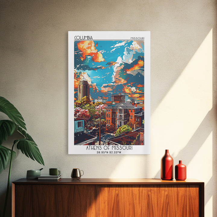 Columbia South Carolina Travel Poster, Canvas Print, City Travel Poster, Vintage City Poster, City Illustration, Retro Travel Poster