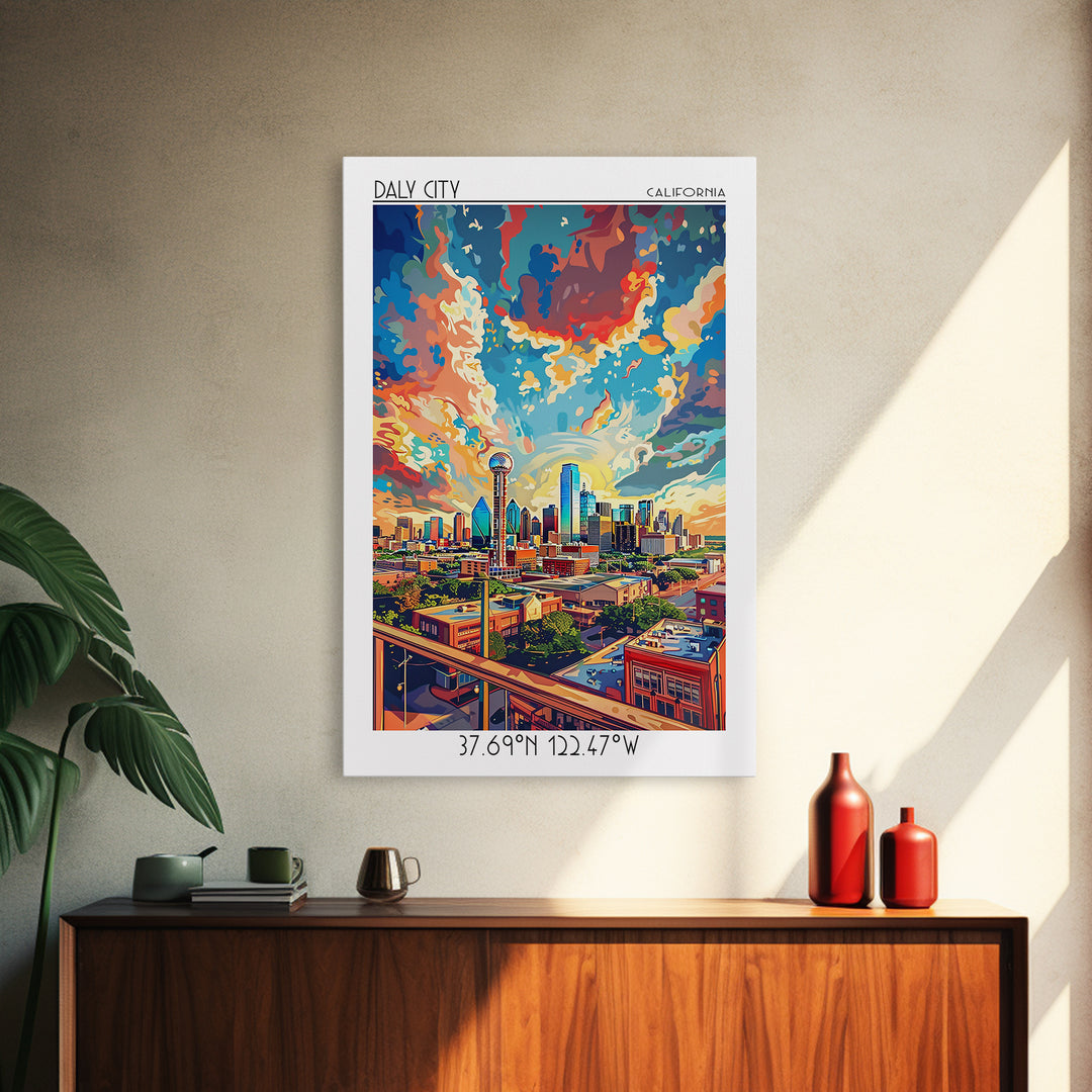Dallas Travel Poster, Framed Canvas Print, Travel Wall Decor, Minimalist Poster, City Art Print, Travel Art Print, Modern Wall Decor