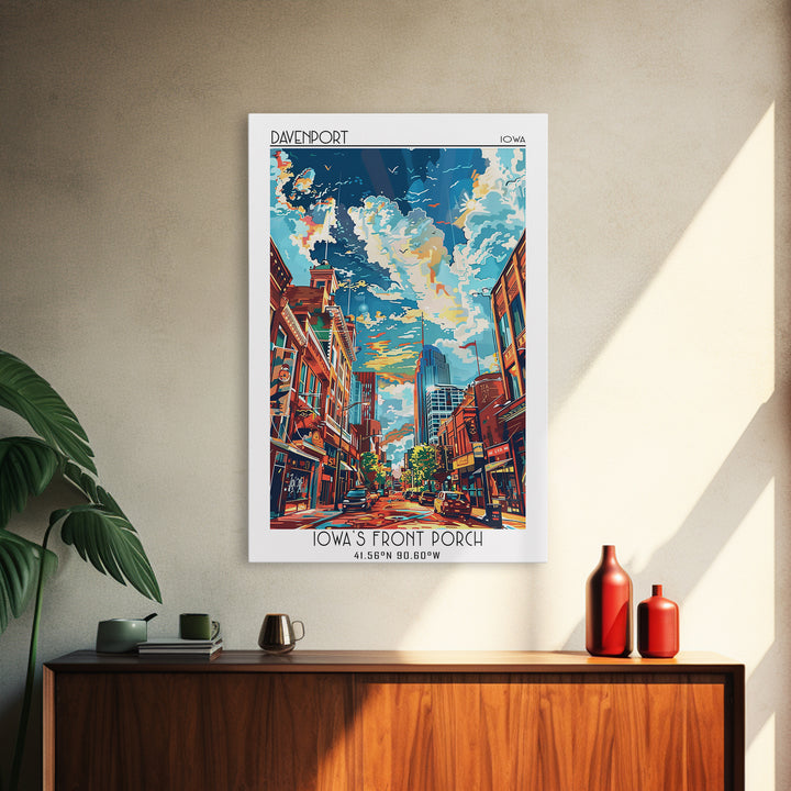 Davenport Travel Poster, Canvas Print, Travel Prints, Landscape Art, Retro Travel Print, City Art Print, Travel Wall Decor, Wall Art