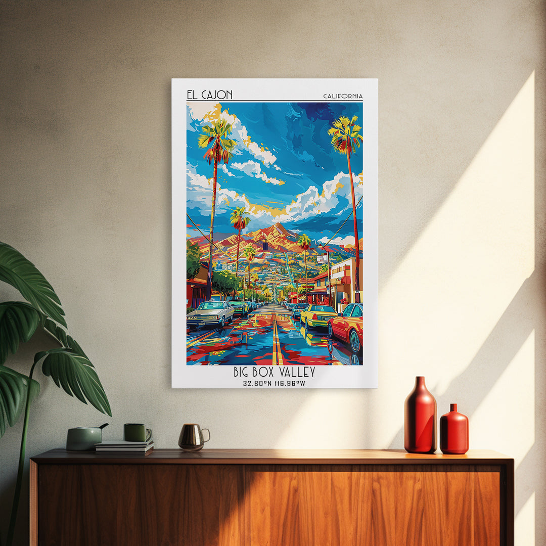 El Cajon Travel Poster, Canvas Print, Retro Travel Poster, City Wall Art, Poster Print, Art Print, Landscape Art, City Travel Poster