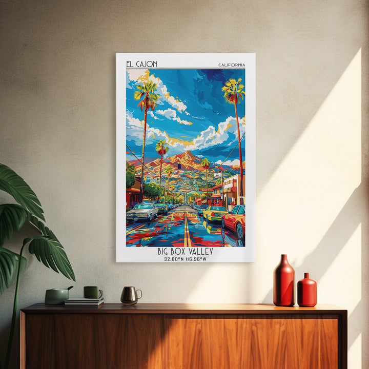 El Cajon Travel Poster, Canvas Print, Retro Travel Poster, City Wall Art, Poster Print, Art Print, Landscape Art, City Travel Poster