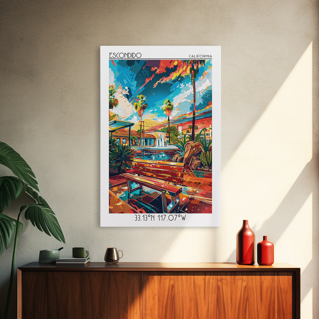 Escondido Travel Poster, Framed Canvas Print, Poster Print, Travel Wall Art, Home Office Decor, City Art Print, Living Room Wall Art