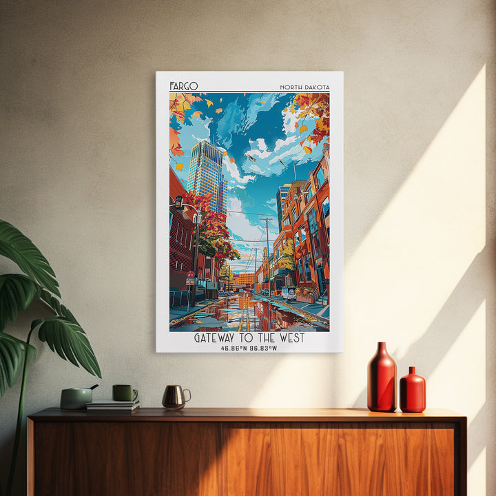 Fargo Travel Poster, Framed Canvas Print, Poster Print, Travel Wall Art, City Travel Poster, Living Room Wall Art, Modern Wall Decor