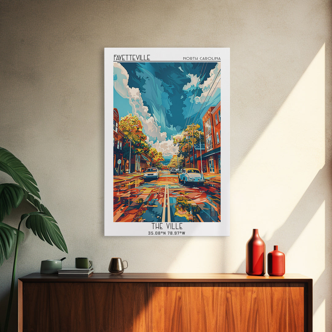 Fayetteville Travel Poster, Framed Canvas Print, Travel Wall Decor, Minimalist Poster, Art Print, City Art Print, City Travel Poster