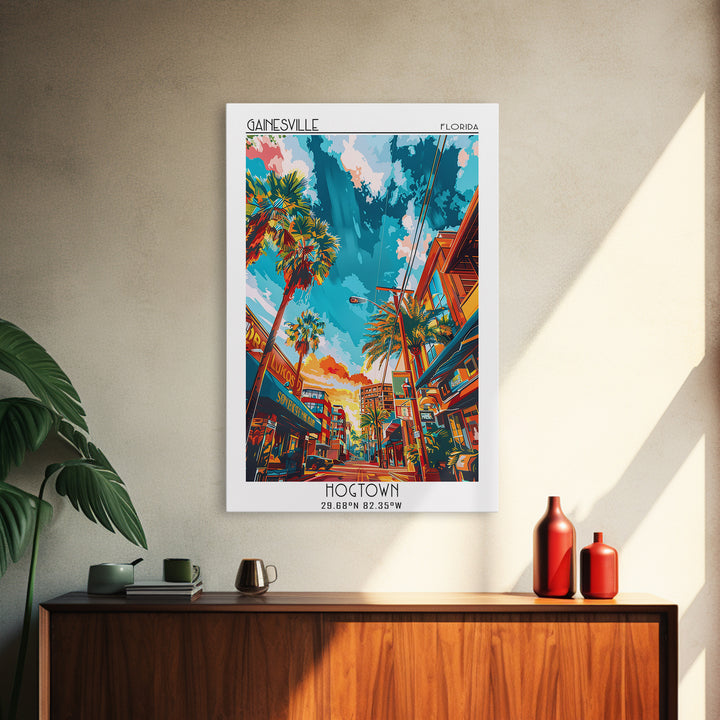 Gainesville Travel Poster, Framed Canvas Print, Travel Prints, Landscape Art, City Wall Art, Living Room Wall Art, Home Office Decor