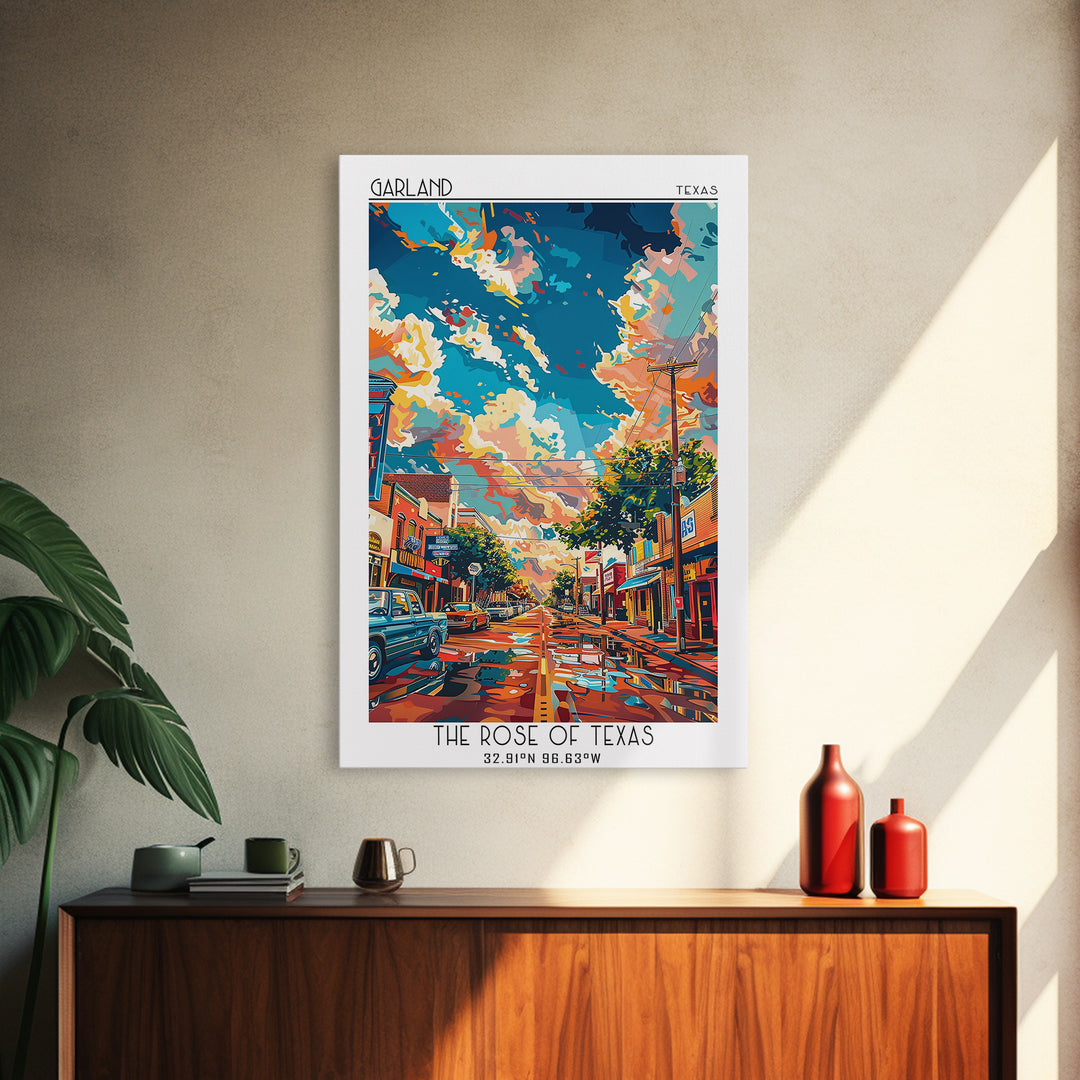 Garland Travel Poster, Canvas Print, City Travel Poster, Travel Wall Decor, Gallery Wall Set, Travel Art Print, Mid Century Wall Art