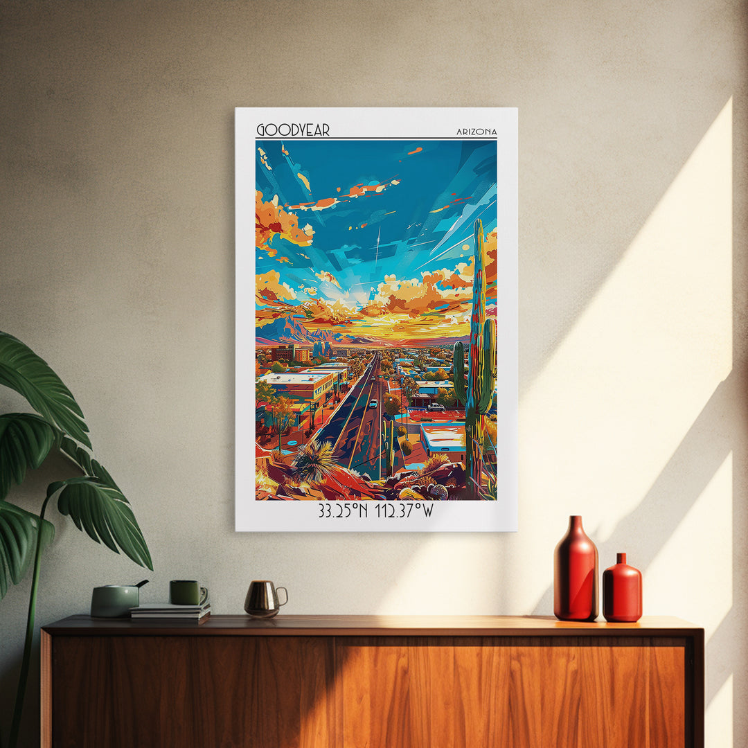 Goodyear Travel Poster, Framed Canvas Print, City Travel Poster, Travel Wall Art, Travel Print, Vintage Travel Print, Vintage Travel