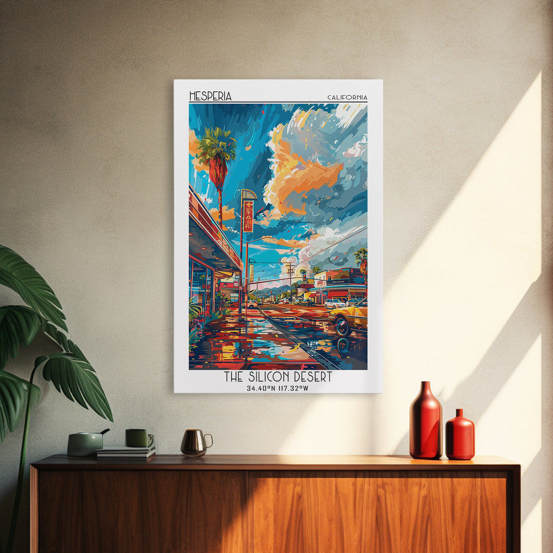 Hesperia Travel Poster, Canvas Print, Vintage Travel Print, City Wall Art, Vintage Travel Art, Wanderlust Gift, Living Room Wall Art