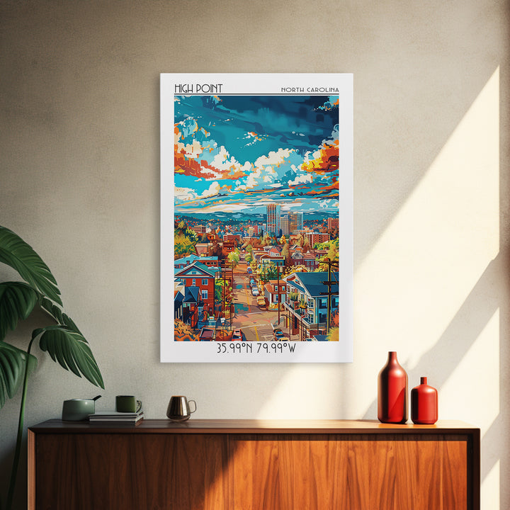 High Point Travel Poster, Framed Canvas Print, Retro Wall Art, Travel Print, Travel Art Print, Art Print, Poster Art, Fine Art Print