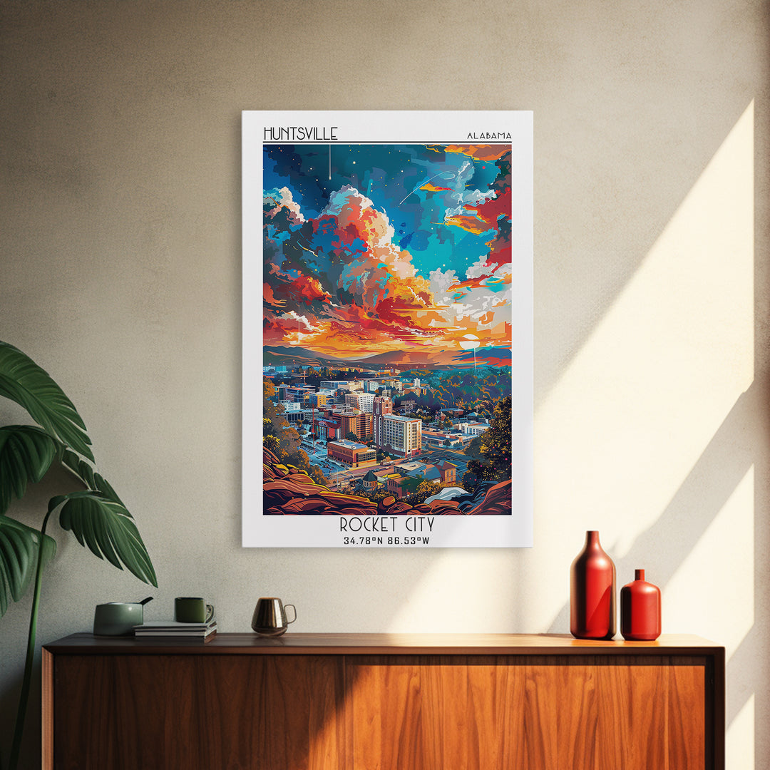 Huntsville Travel Poster, Canvas Print, Retro Wall Art, Travel Print, Retro Travel Print, Mid Century Wall Art, Vintage Travel Print