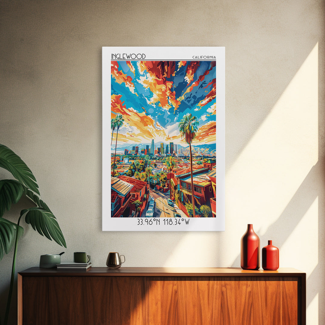 Inglewood Travel Poster, Canvas Print, Travel Wall Decor, Minimalist Poster, City Travel Poster, City Wall Art, Living Room Wall Art