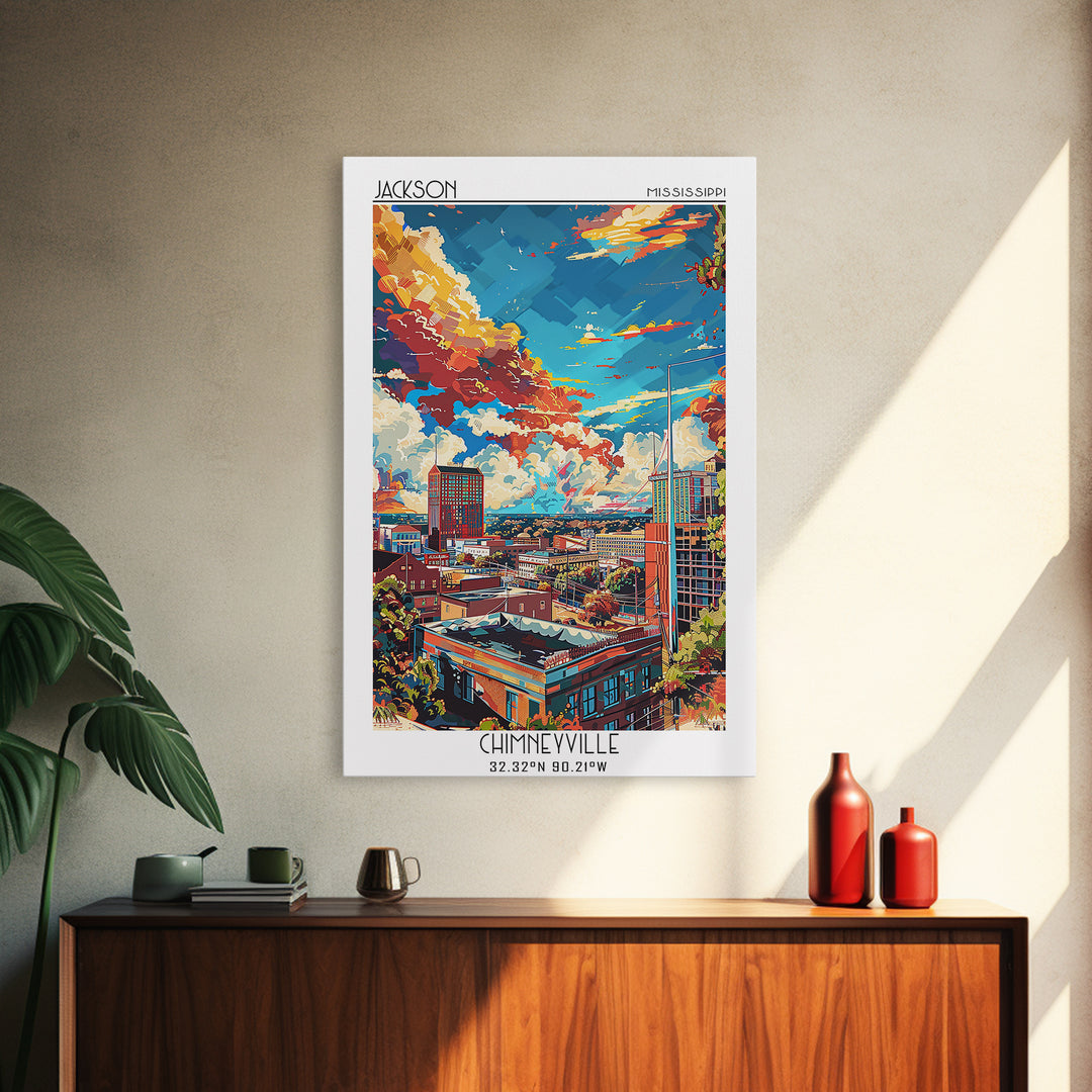 Jackson Travel Poster, Framed Canvas Print, Retro Travel Poster, City Wall Art, Vintage Posters, Wanderlust Gift, Retro Travel Print