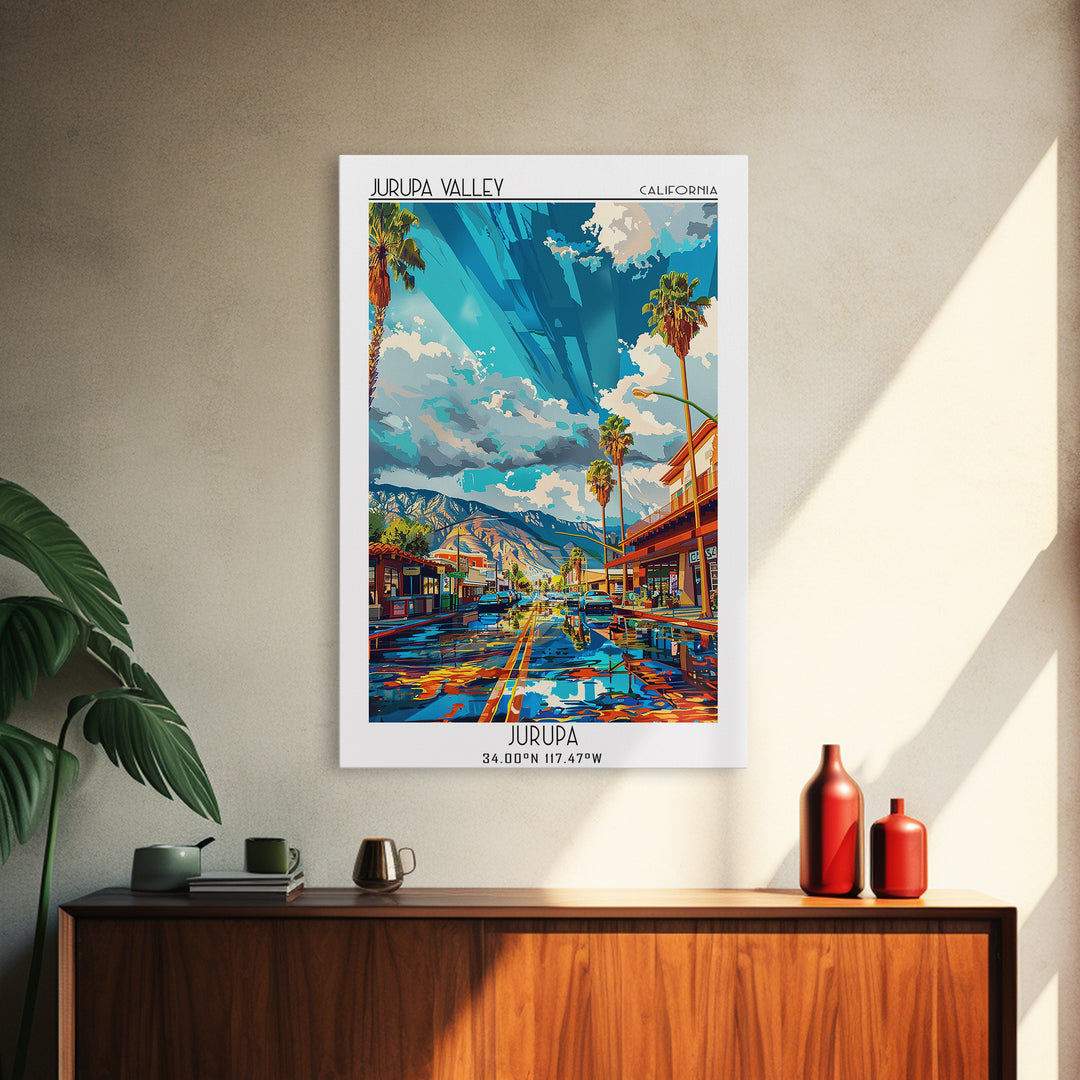 Jurupa Valley Travel Poster, Framed Canvas Print, Retro Travel Poster, City Wall Art, Travel Print, Gallery Wall Set, Travel Posters