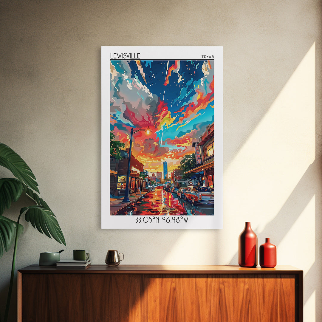 Lewisville Travel Poster, Canvas Print, Retro Wall Art, Travel Print, City Travel Poster, Art Print, Vintage Poster, Vintage Posters