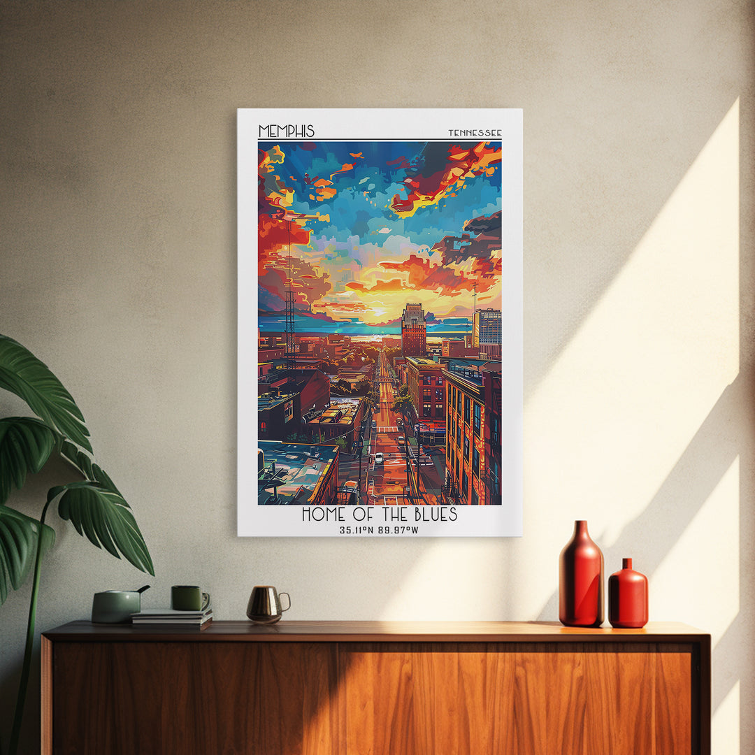 Memphis Travel Poster, Framed Canvas Print, City Travel Poster, Travel Wall Art, Vintage Travel Print, Travel Prints, Retro Wall Art