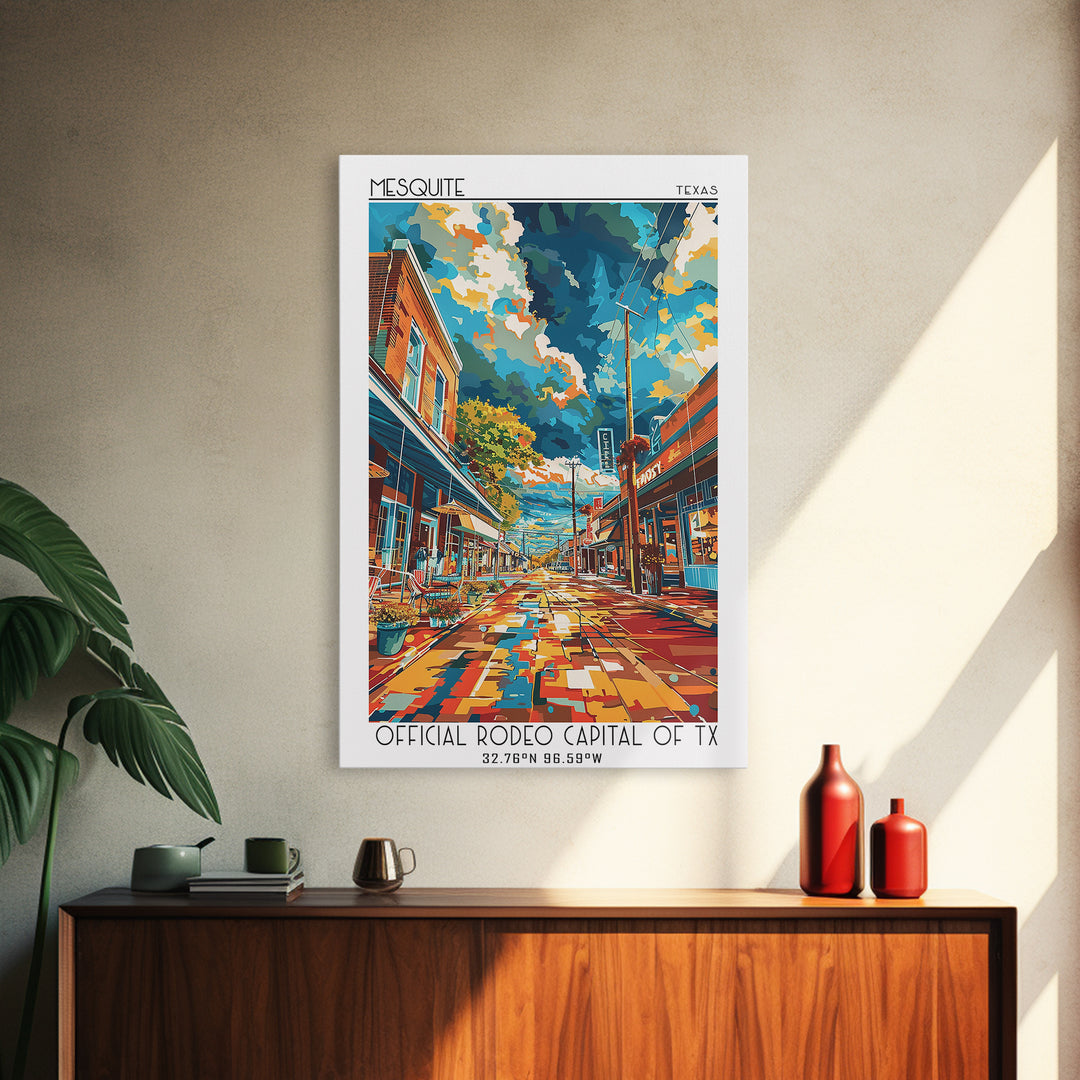 Mesquite Travel Poster, Canvas Print, Retro Wall Art, Travel Print, Travel Posters, City Illustration, City Wall Art, City Art Print