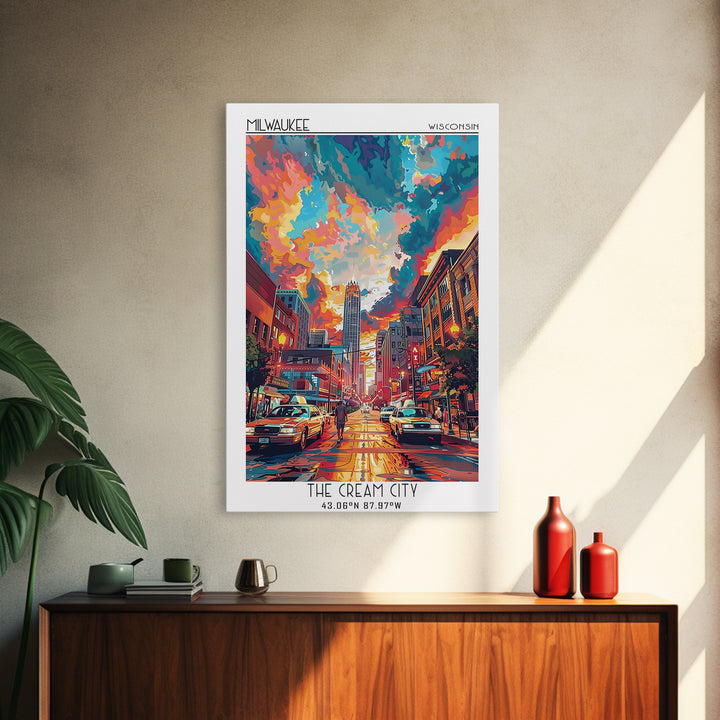 Milwaukee Travel Poster, Canvas Print, Retro Wall Art, Travel Print, Modern Wall Decor, Poster Art, Poster Print, City Travel Poster