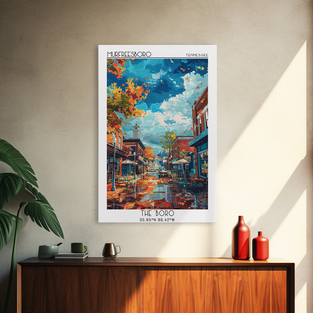 Murfreesboro Travel Poster, Framed Canvas Print, Travel Art Print, Modern Wall Decor, Art Print, City Wall Art, Living Room Wall Art