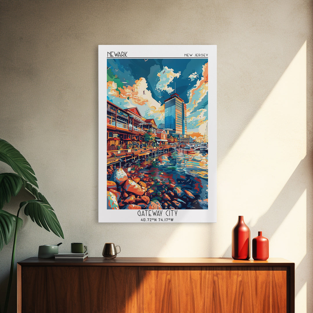 Newport News Travel Poster, Framed Canvas Print, Retro Travel Poster, City Wall Art, Travel Prints, City Art Print, Travel Art Print