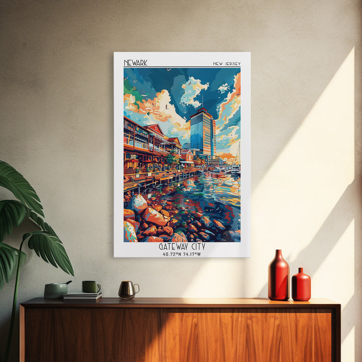 Newport News Travel Poster, Framed Canvas Print, Retro Travel Poster, City Wall Art, Travel Prints, City Art Print, Travel Art Print