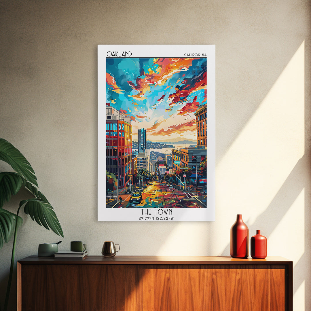 Oakland Travel Poster, Framed Canvas Print, City Art Print, Travel Wall Art, Vintage Travel Art, Living Room Wall Art, Travel Prints