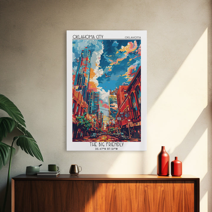 Oklahoma City Travel Poster, Framed Canvas Print, City Travel Poster, Vintage City Poster, Wall Art, Travel Art Print, City Wall Art