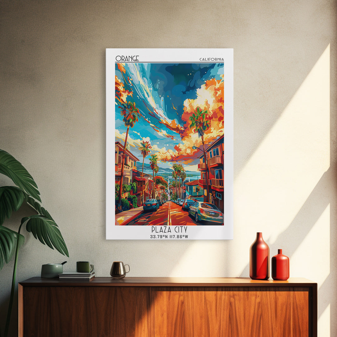 Orange Travel Poster, Canvas Print, Travel Prints, Landscape Art, Gallery Wall Set, Travel Posters, Travel Print, City Travel Poster