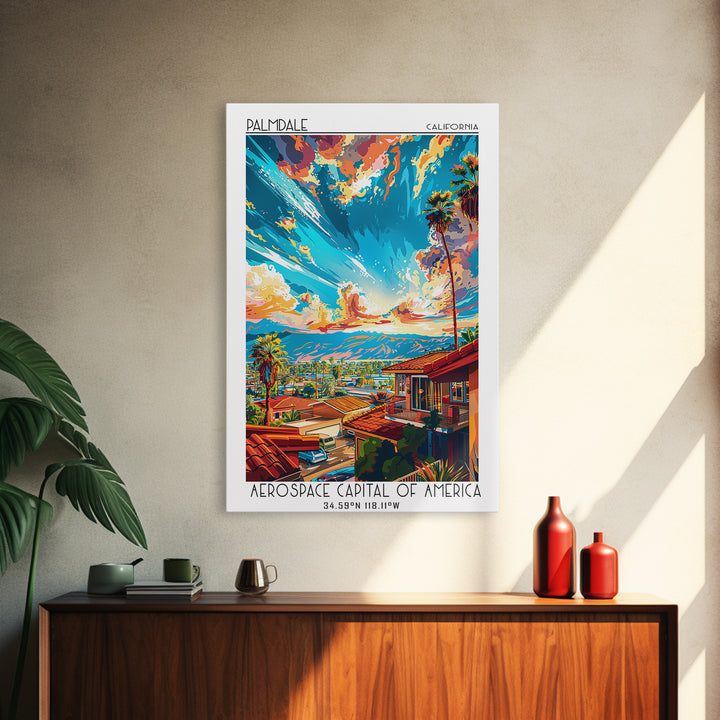 Palmdale Travel Poster, Framed Canvas Print, City Travel Poster, Travel Wall Art, Landscape Art, Retro Travel Print, Vintage Posters