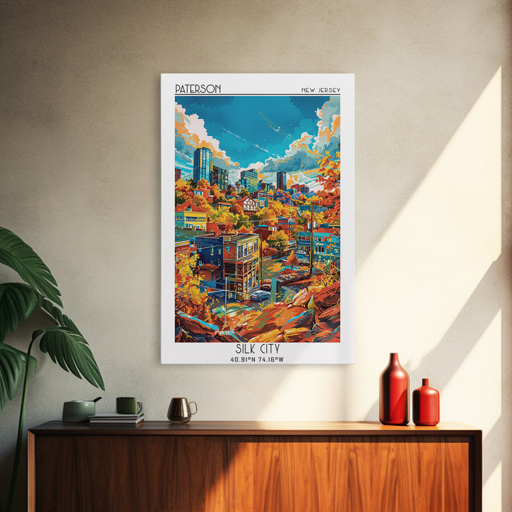 Paterson Travel Poster, Framed Canvas Print, Travel Prints, Landscape Art, City Art Print, Living Room Wall Art, Retro Travel Poster