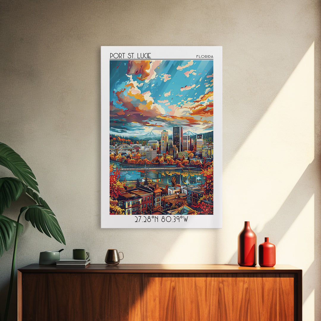 Portland Travel Poster, Framed Canvas Print, City Travel Poster, Vintage City Poster, Travel Wall Art, Vintage Posters, Travel Print