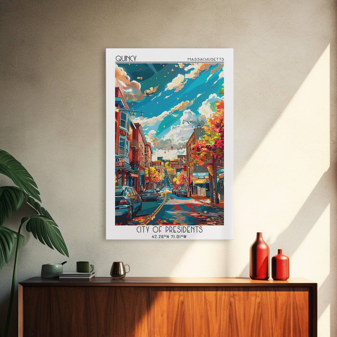 Quincy Travel Poster, Canvas Print, Travel Wall Art, City Wall Art, Vintage Travel, City Art Print, Vintage Travel Art, Travel Print