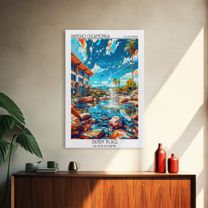 Rancho Cucamonga Travel Poster, Framed Canvas Print, Travel Art Print, Modern Wall Decor, Wall Art, Travel Print, Retro Travel Print