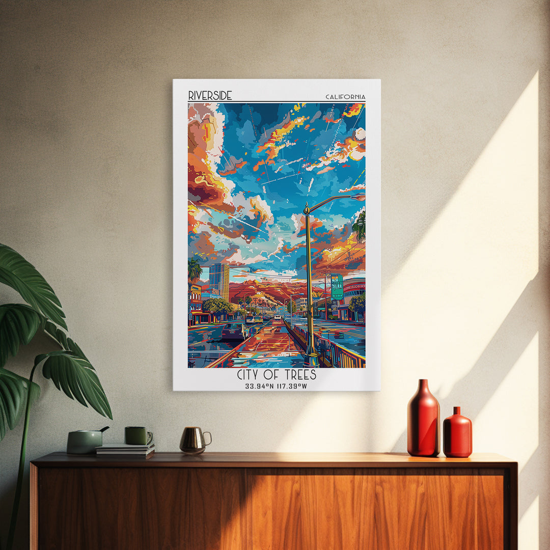Riverside Travel Poster, Canvas Print, City Art Print, Travel Wall Art, Vintage Travel, Landscape Art, Fine Art Print, Travel Prints