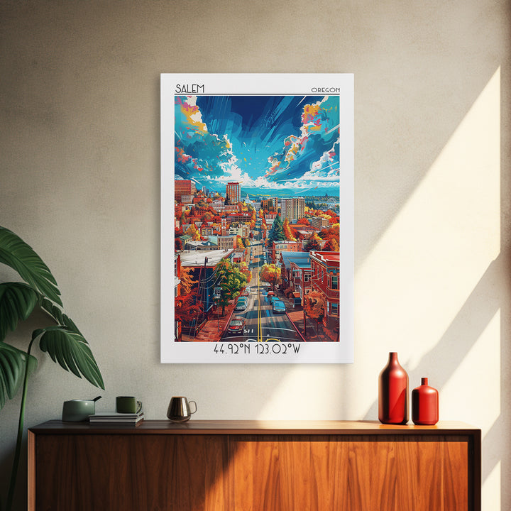 Salem Travel Poster, Framed Canvas Print, City Travel Poster, Travel Wall Decor, Fine Art Print, Travel Art Print, Home Office Decor