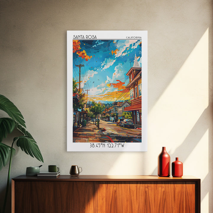 Santa Rosa Travel Poster, Framed Canvas Print, Poster Print, Travel Wall Art, Gallery Wall Set, Home Office Decor, Colorful Wall Art