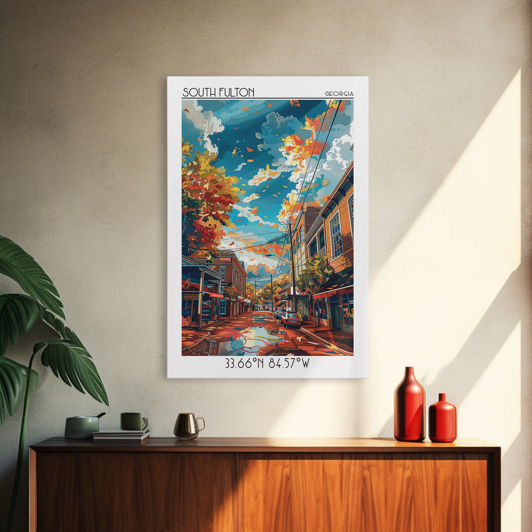 South Fulton Travel Poster, Framed Canvas Print, Retro Wall Art, Travel Print, Vintage Travel, Vintage Travel Art, Minimalist Poster