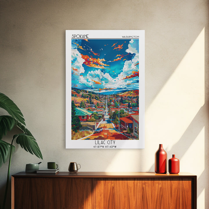 Spokane Valley Travel Poster, Framed Canvas Print, City Travel Poster, Travel Wall Decor, Fine Art Print, Travel Posters, Home Decor