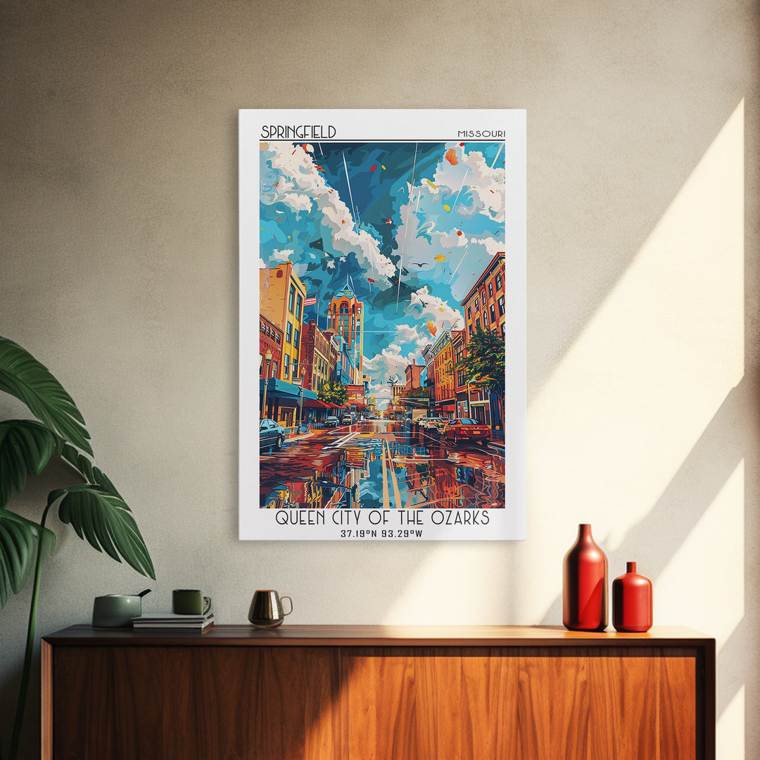 Springfield Travel Poster, Canvas Print, City Travel Poster, Vintage City Poster, Mid Century Wall Art, Travel Print, Vintage Travel