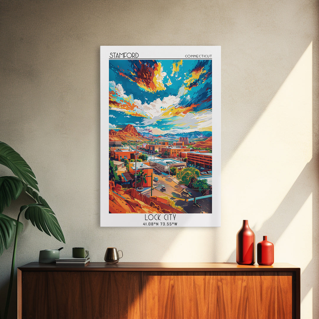 St George Travel Poster, Framed Canvas Print, Travel Wall Art, City Wall Art, Gallery Wall Set, City Art Print, Watercolor Cityscape